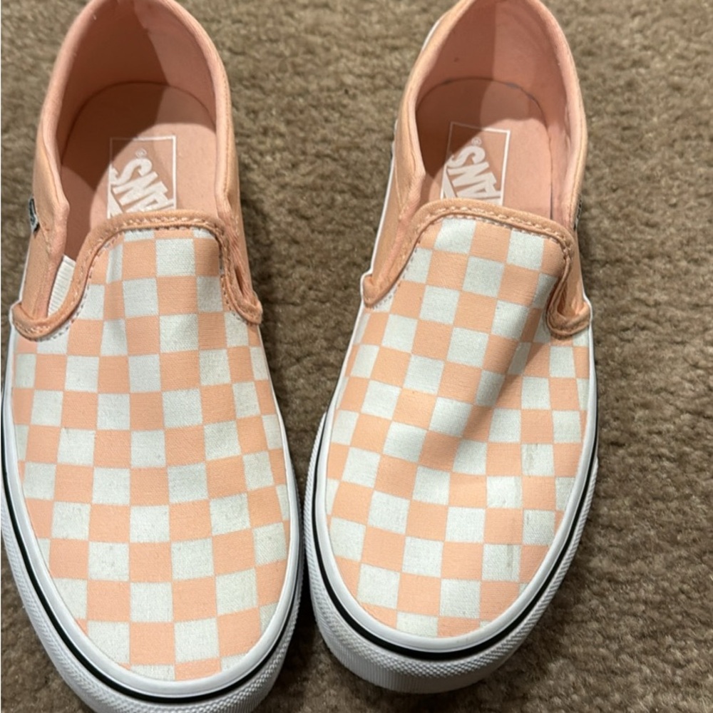 Vans Checkerboard Slip-On Shoes - Pink and White